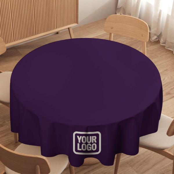 Maßgeschneidertes Lila Weiß Runde Tischdecke