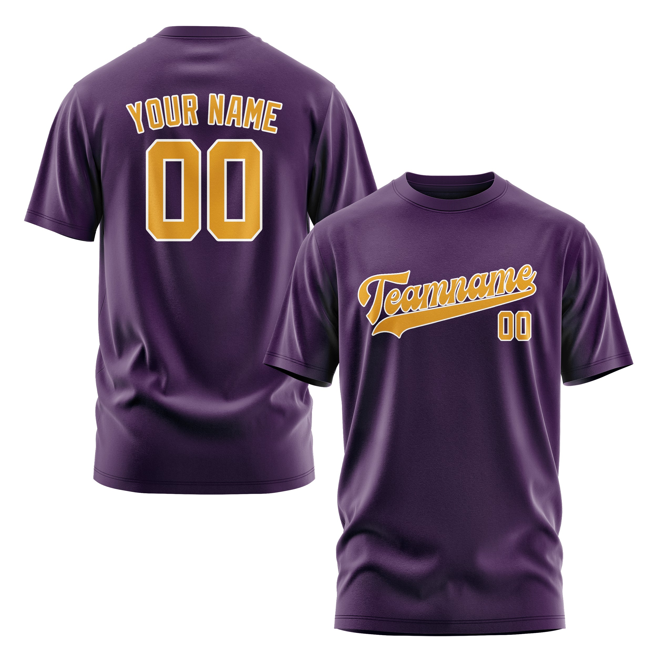 Maßgeschneidertes Lila Gelb T-Shirt