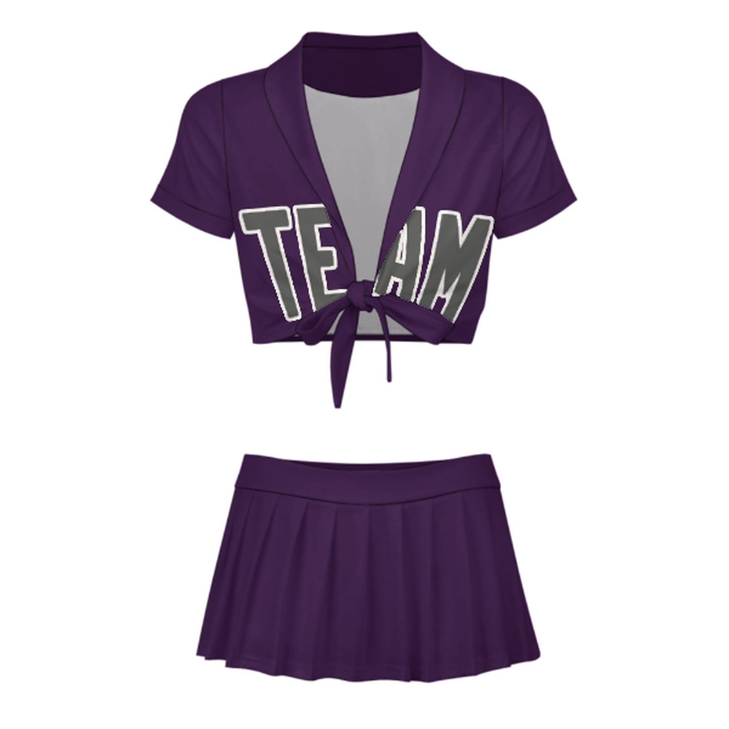 Maßgeschneidertes Lila Dunkelgrau Cheerleader Outfit Set
