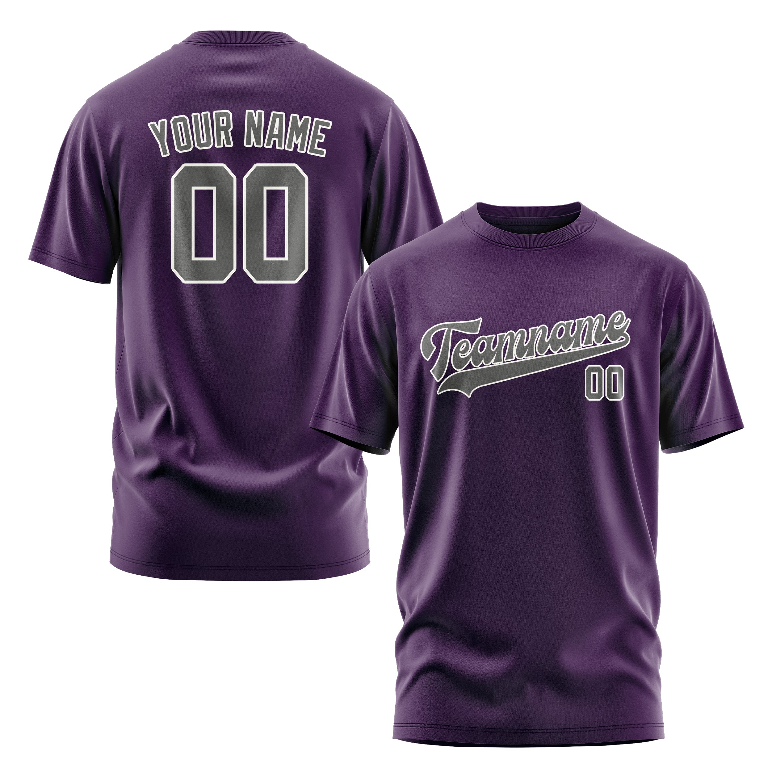 Maßgeschneidertes Lila Dunkelgrau T-Shirt