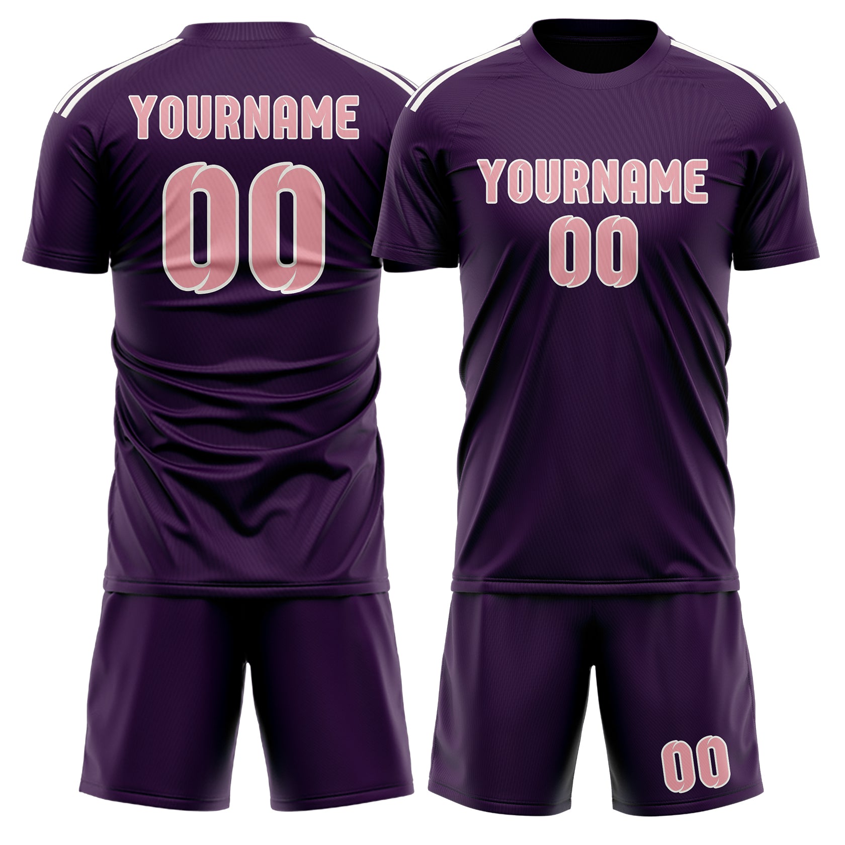 Maßgeschneidertes Professionelles Lila Rosa Fußballtrikot-Set