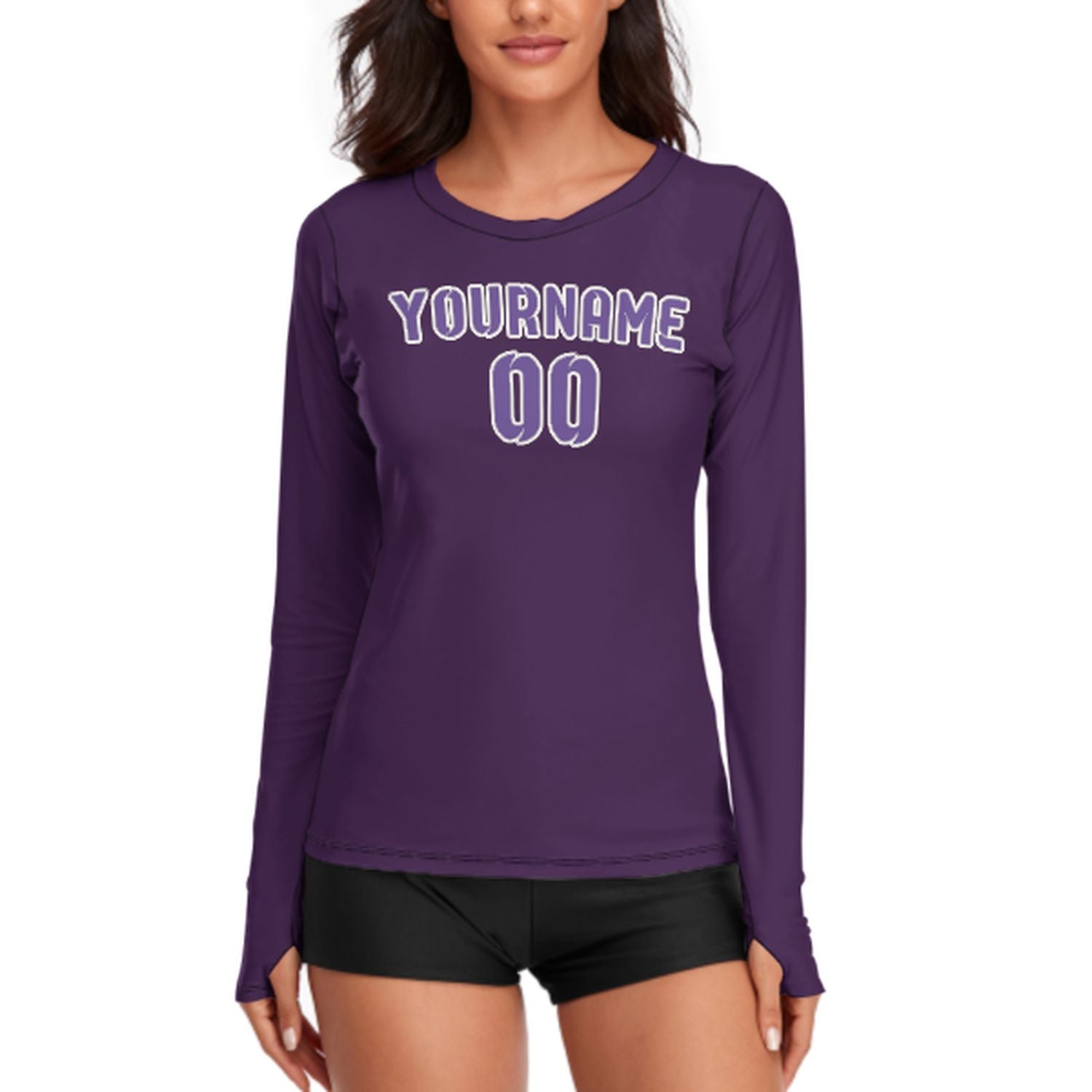 Maßgeschneidertes Lila Lavendel Damen Langarmshirt