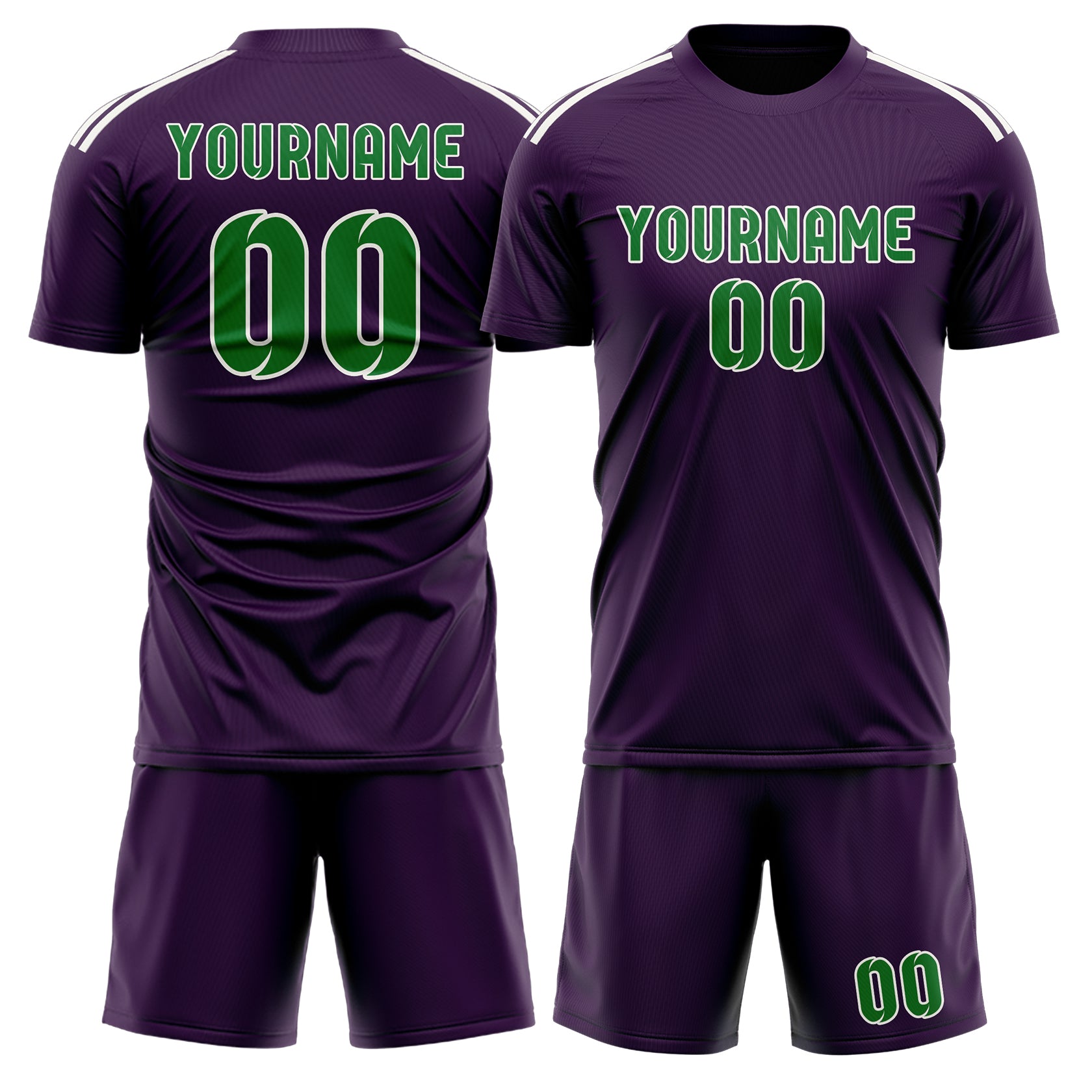 Maßgeschneidertes Professionelles Lila Smaragdgrün Fußballtrikot-Set