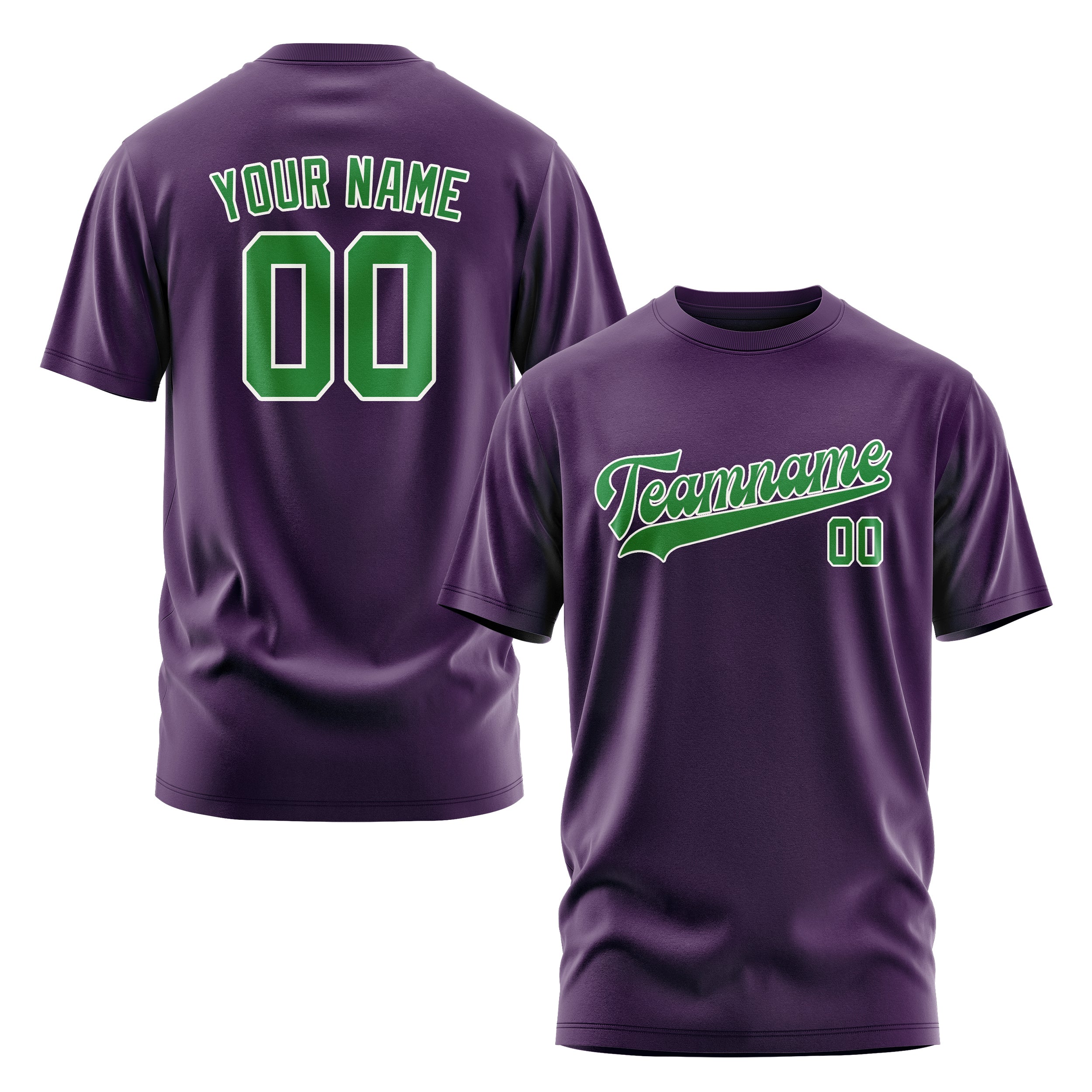 Maßgeschneidertes Lila Smaragdgrün T-Shirt
