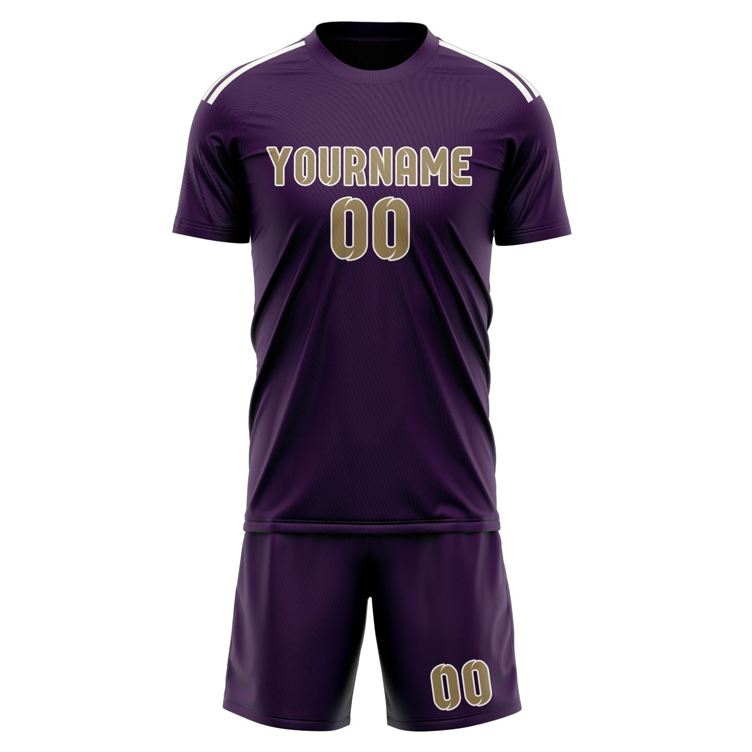 Maßgeschneidertes Professionelles Lila Hellkhaki Fußballtrikot-Set