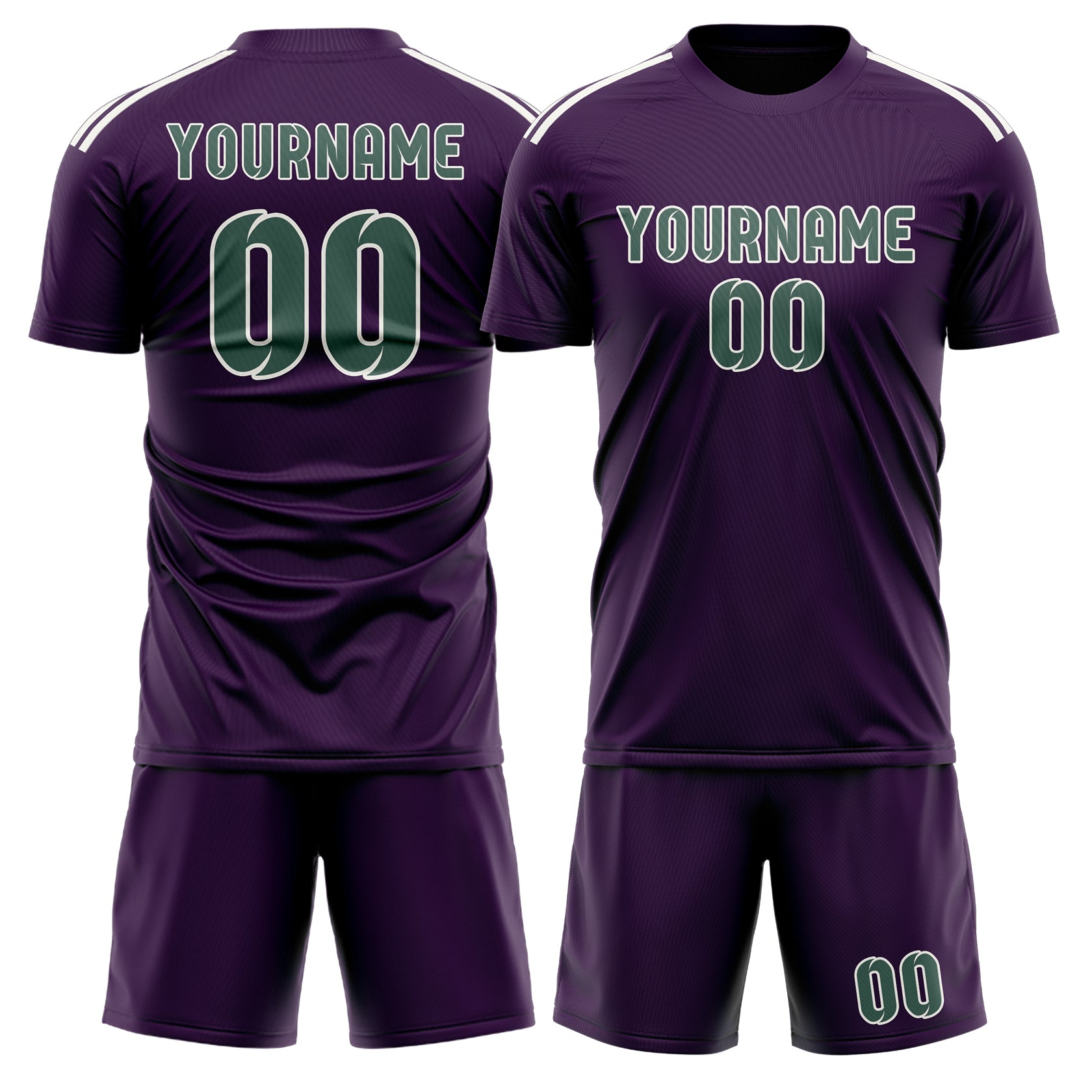 Maßgeschneidertes Professionelles Lila Blaugrün Fußballtrikot-Set