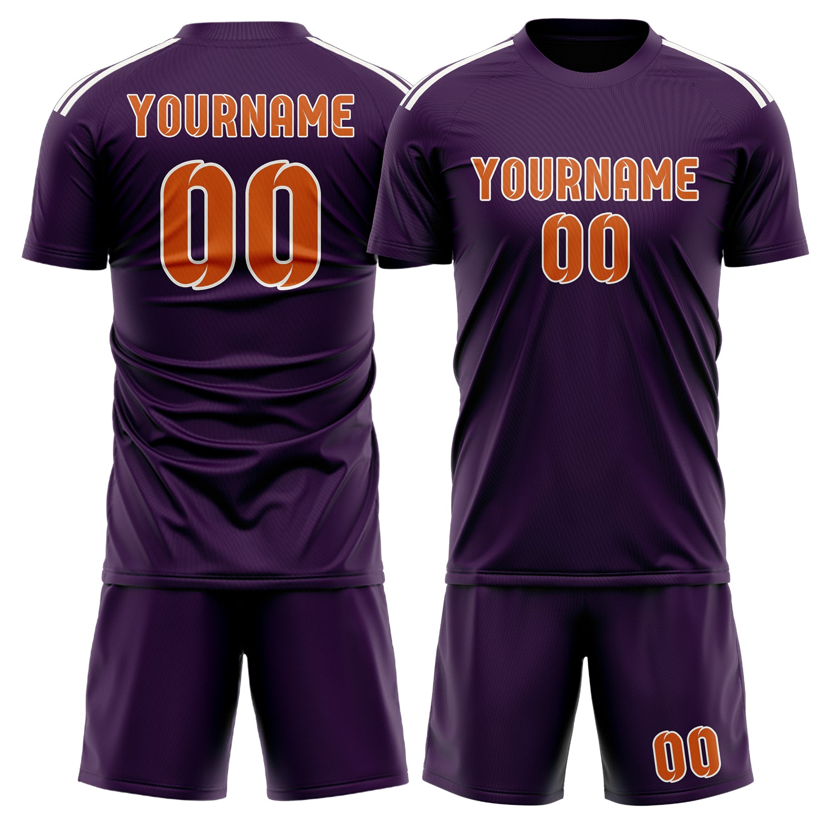 Maßgeschneidertes Professionelles Lila Orange Fußballtrikot-Set