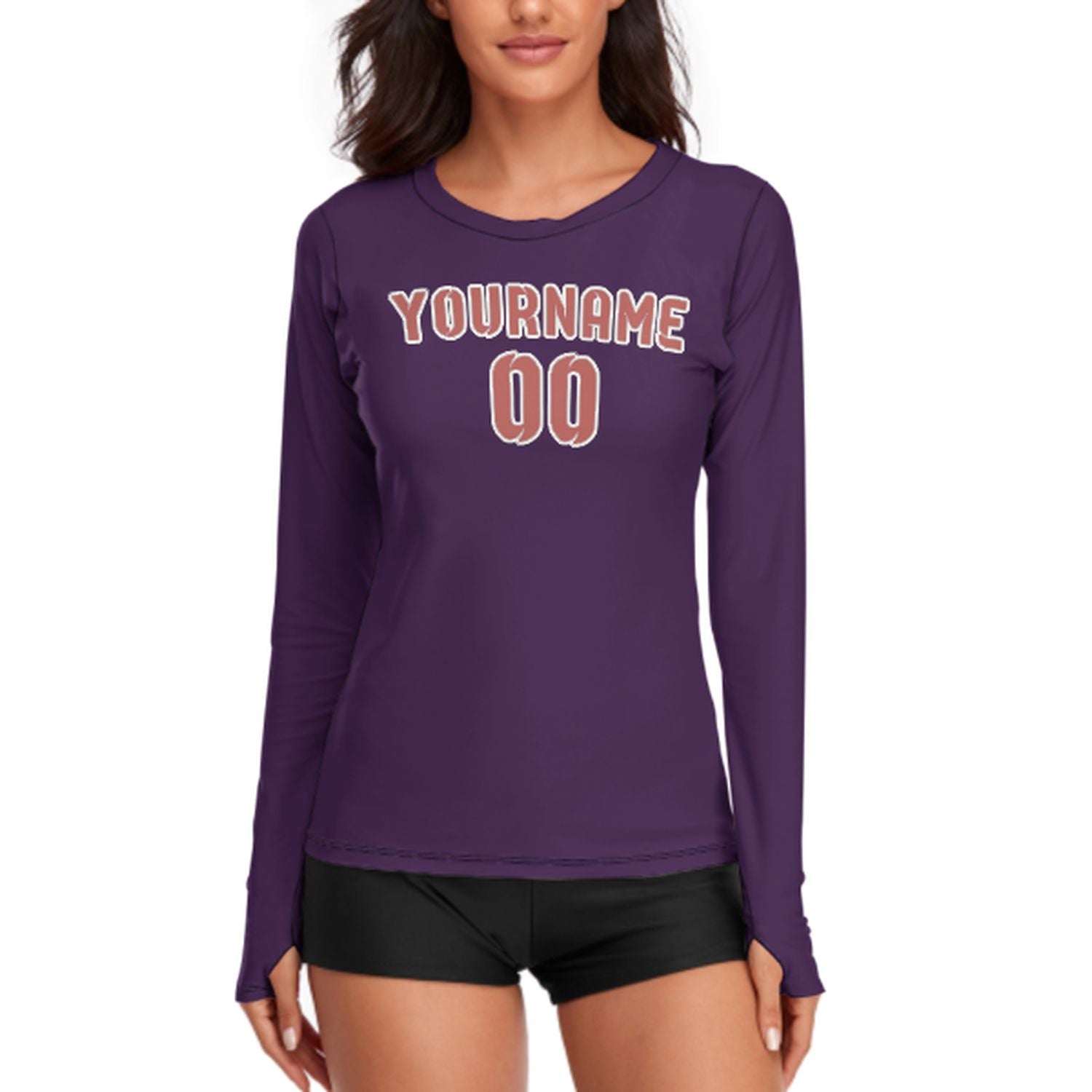 Maßgeschneidertes Lila Kupferrose Damen Langarmshirt