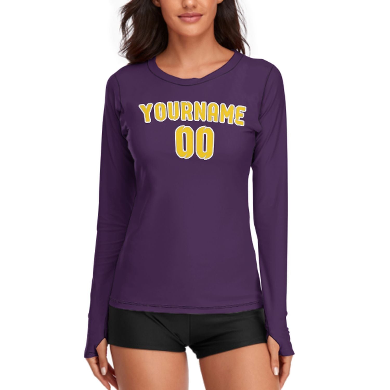 Maßgeschneidertes Lila Gold Damen Langarmshirt