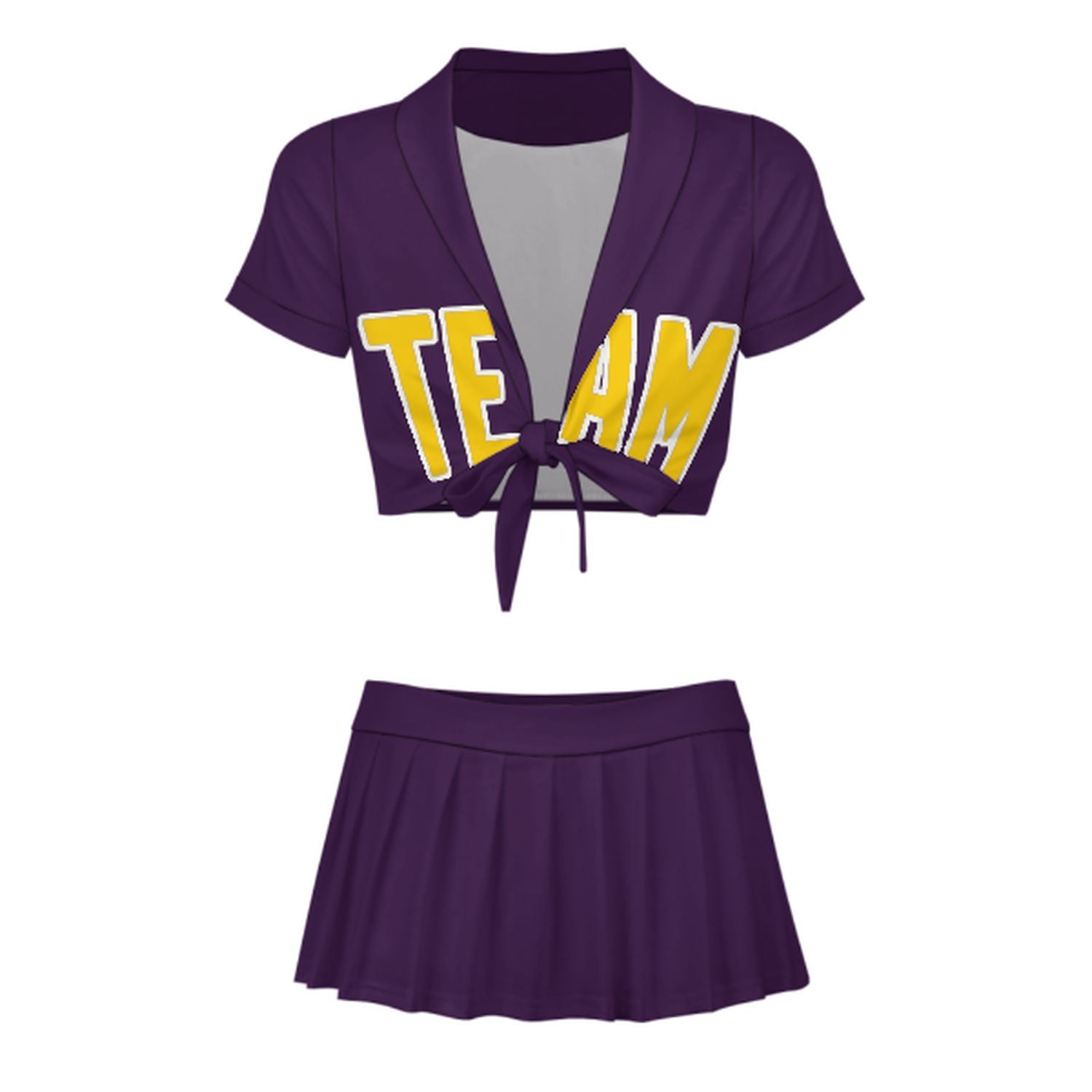 Maßgeschneidertes Lila Gold Cheerleader Outfit Set