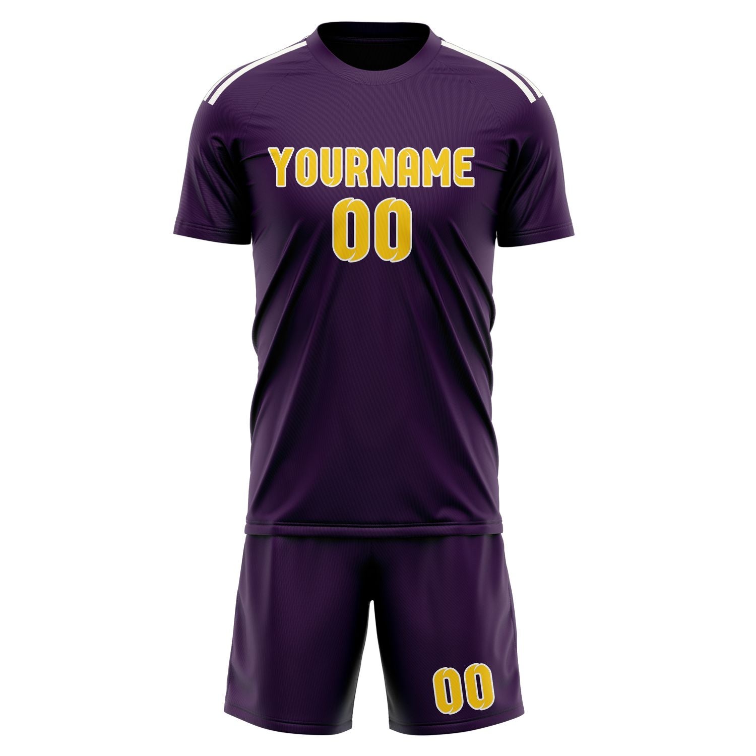 Maßgeschneidertes Professionelles Lila Gold Fußballtrikot-Set
