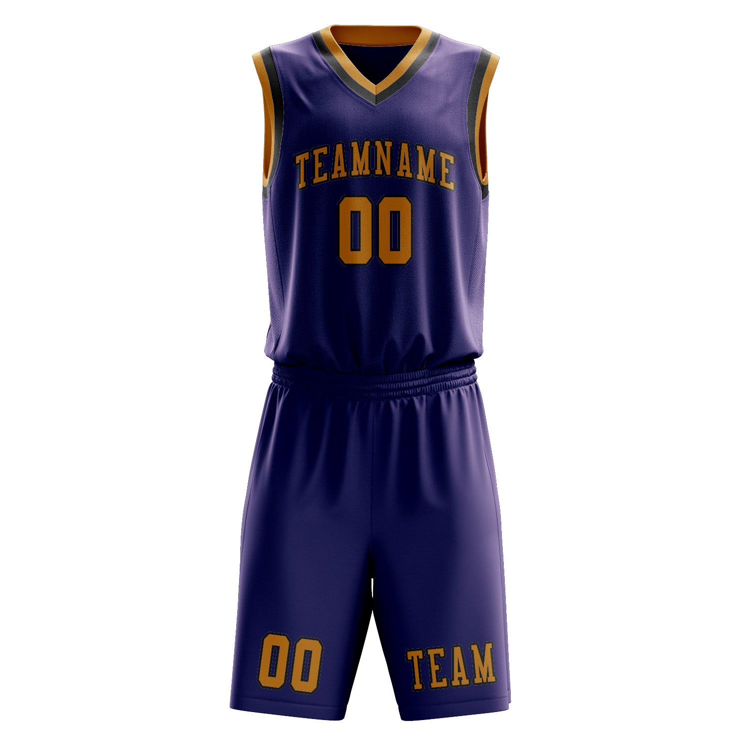 Benutzerdefiniertes Professionelles Lila Gelb Basketballtrikot-Set