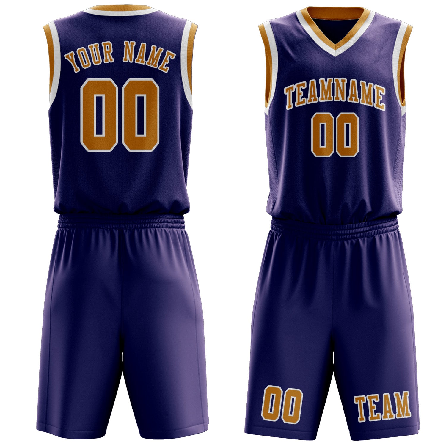 Benutzerdefiniertes Professionelles Lila Gelb Basketballtrikot-Set