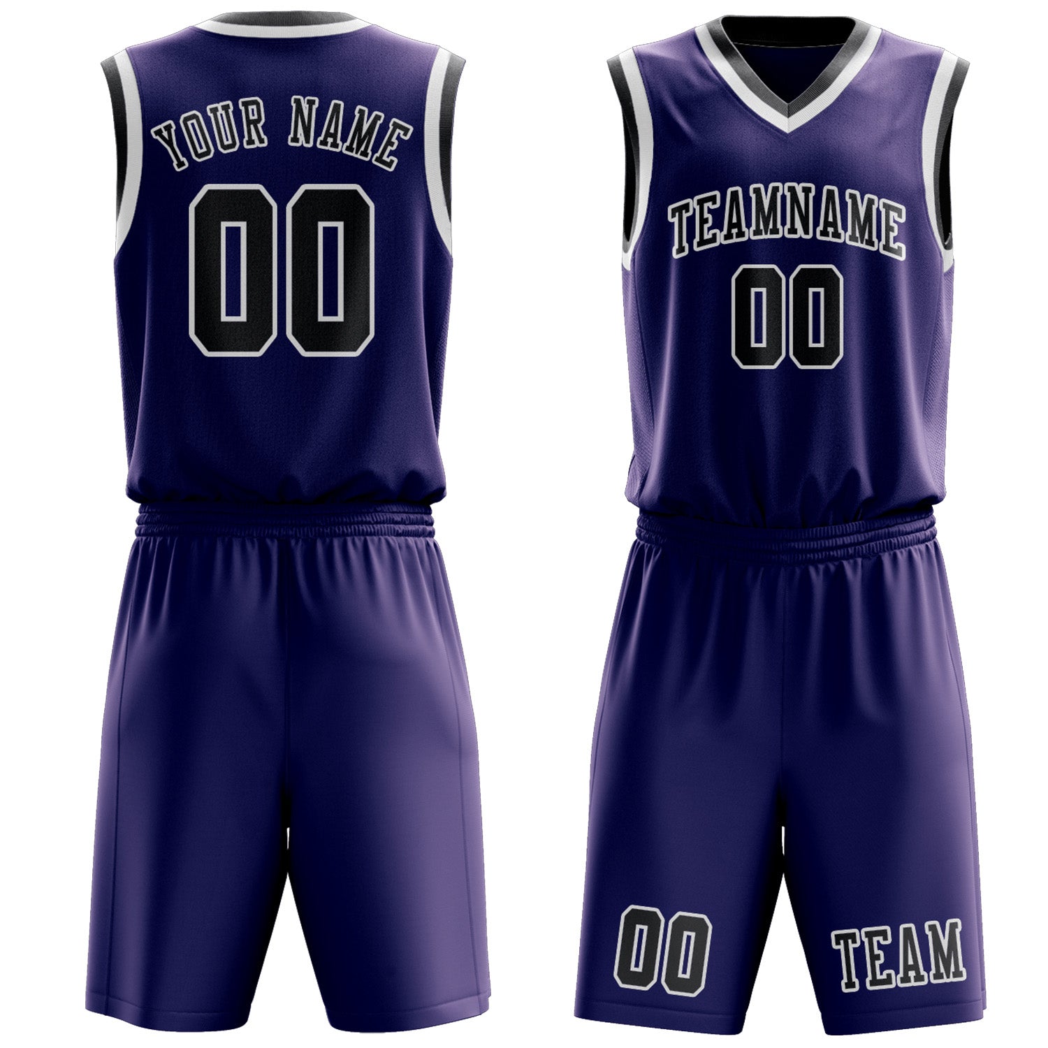 Benutzerdefiniertes Professionelles Lila Dunkelgrau Basketballtrikot-Set