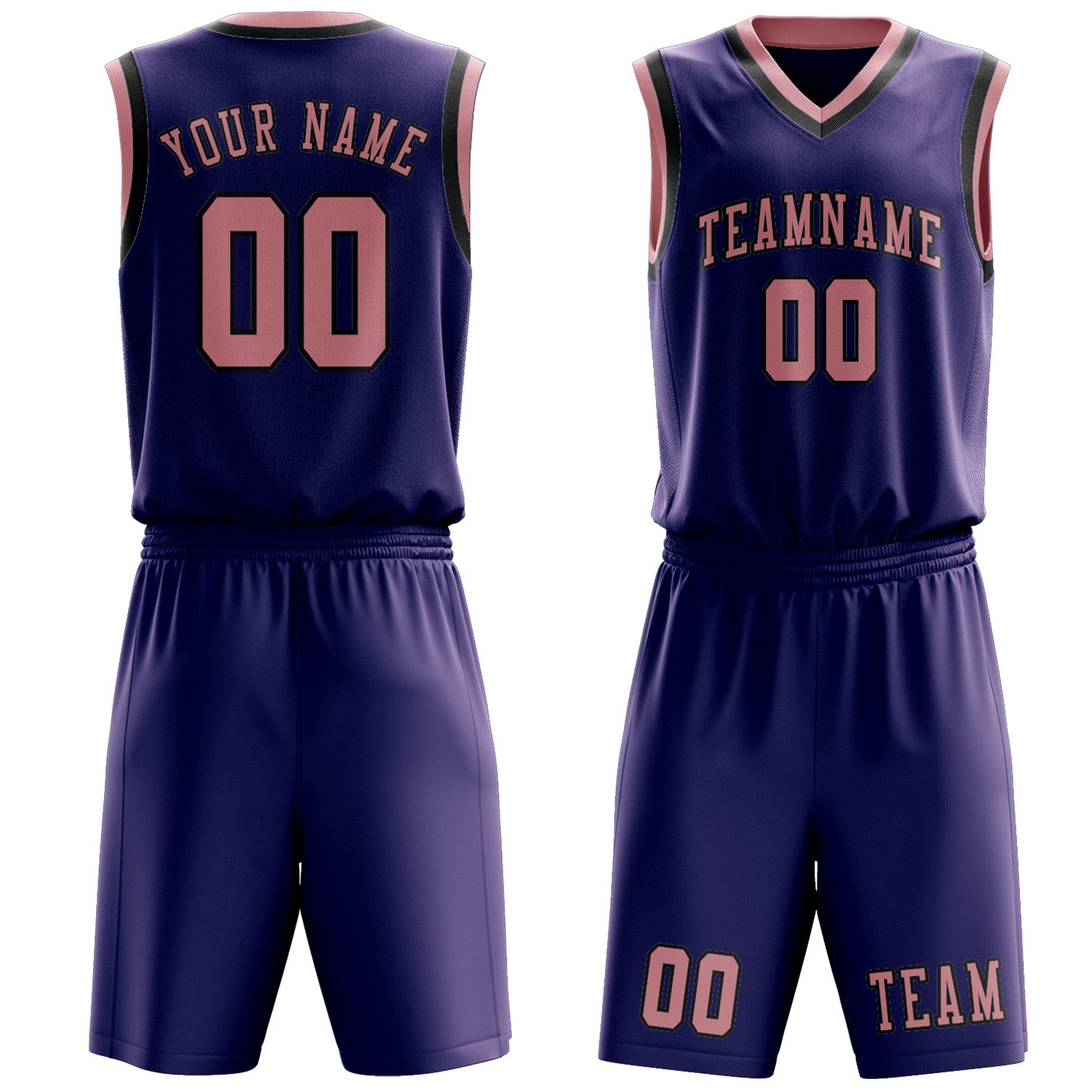 Benutzerdefiniertes Professionelles Lila Rosa Basketballtrikot-Set