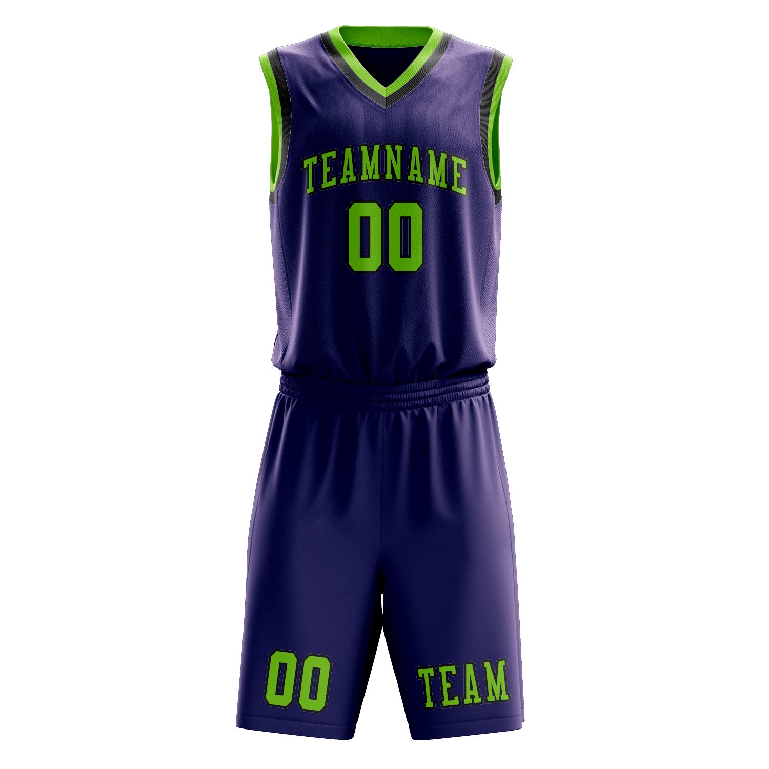 Benutzerdefiniertes Professionelles Lila Smaragdgrün Basketballtrikot-Set
