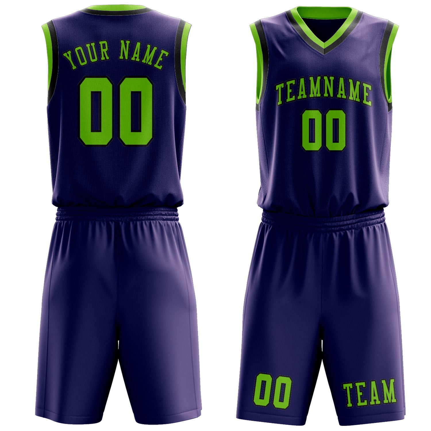 Benutzerdefiniertes Professionelles Lila Smaragdgrün Basketballtrikot-Set