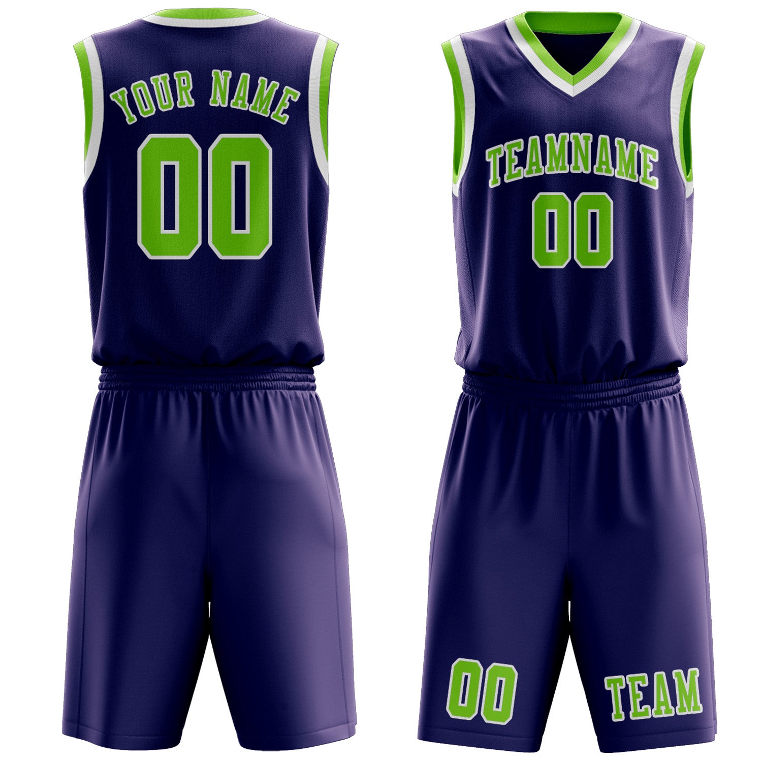Benutzerdefiniertes Professionelles Lila Smaragdgrün Basketballtrikot-Set