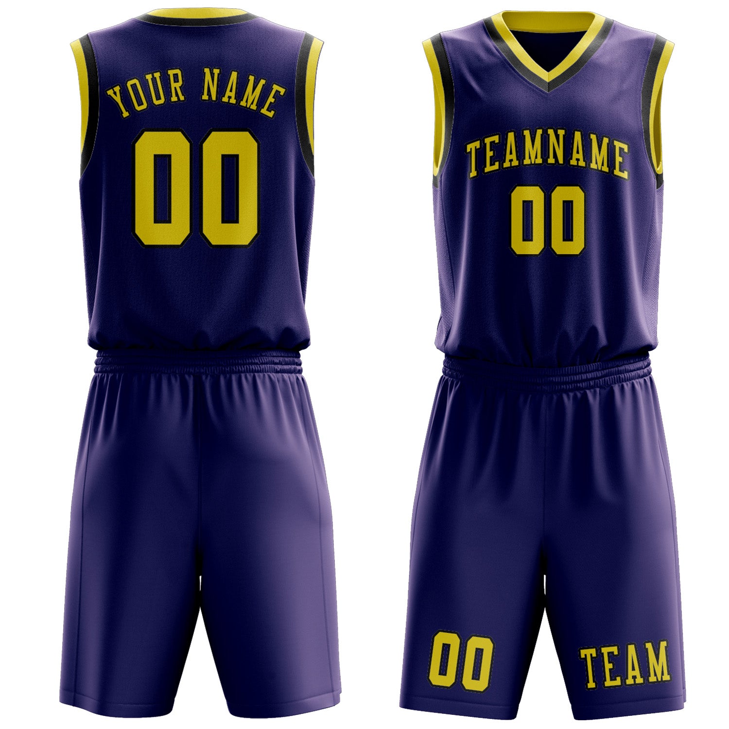 Benutzerdefiniertes Professionelles Lila Blassgelb Basketballtrikot-Set