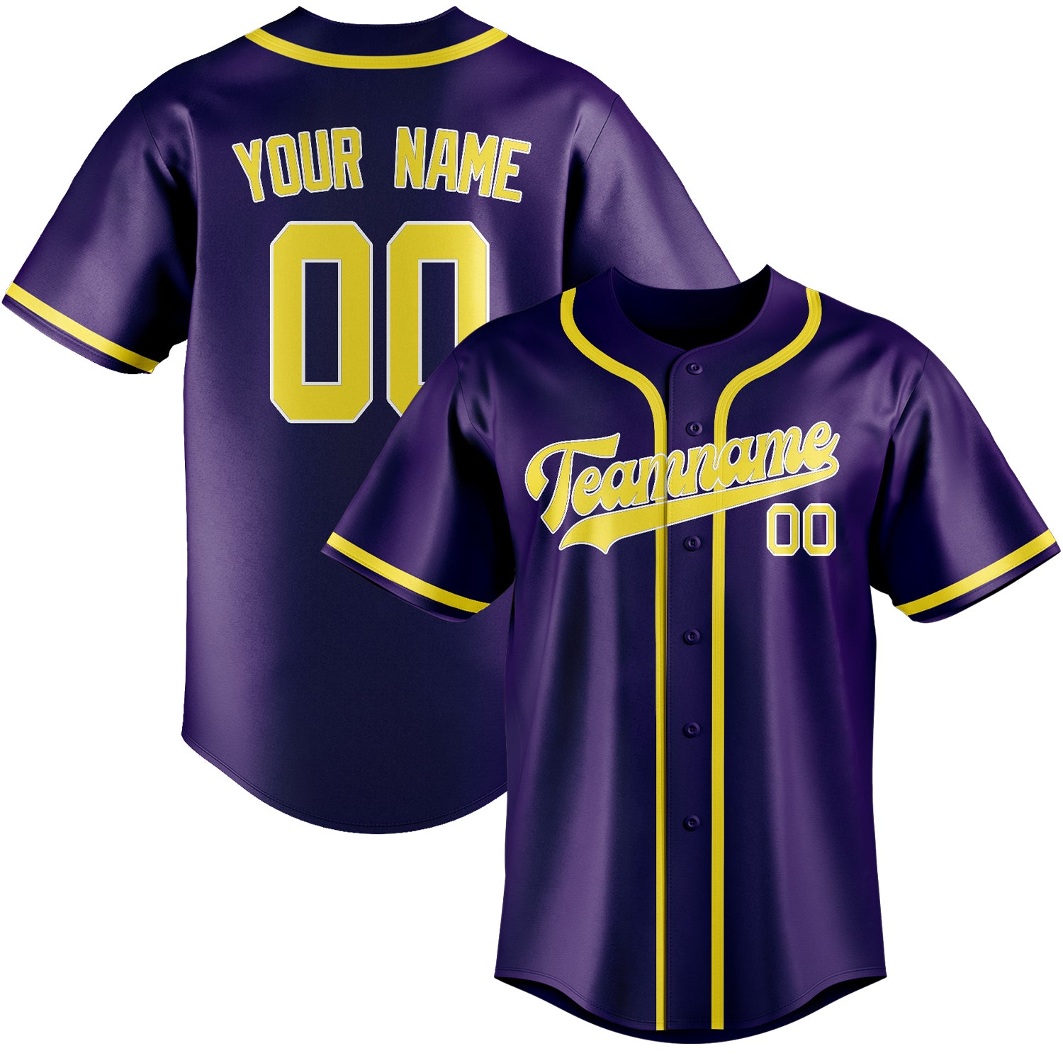 Benutzerdefiniertes Professionelles Lila Blassgelb Baseballtrikot