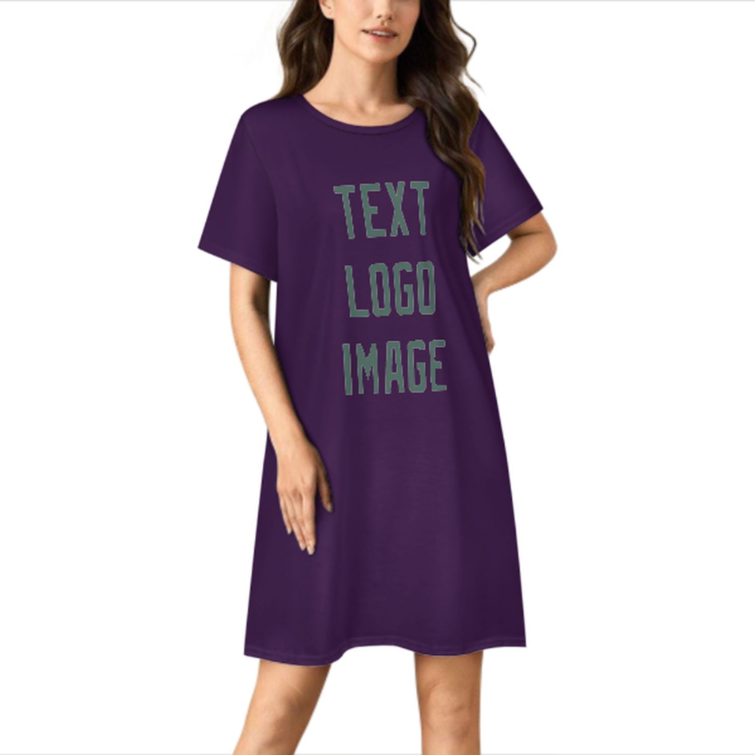 Camicia da notte viola verde acqua su misura