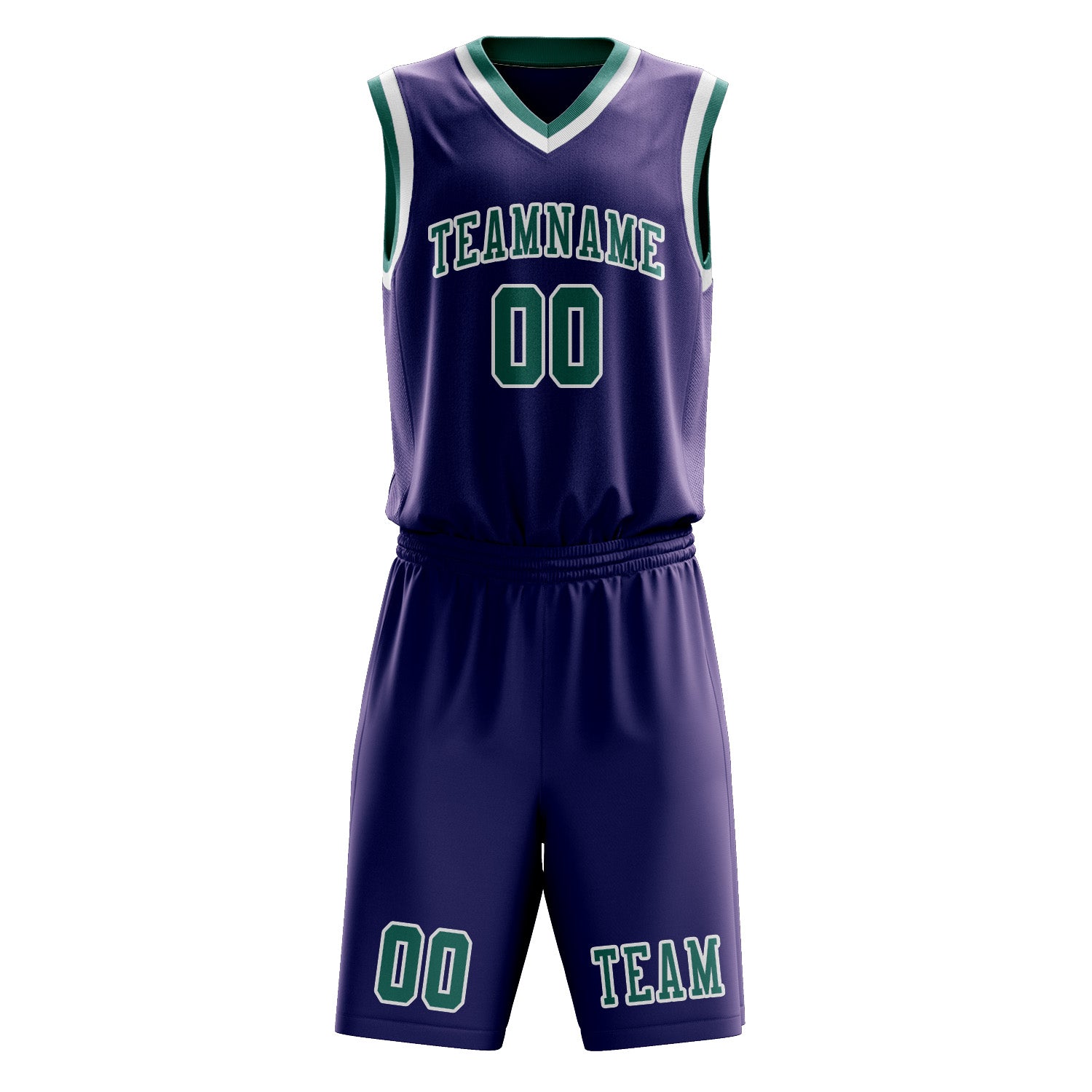 Benutzerdefiniertes Professionelles Lila Blaugrün Basketballtrikot-Set