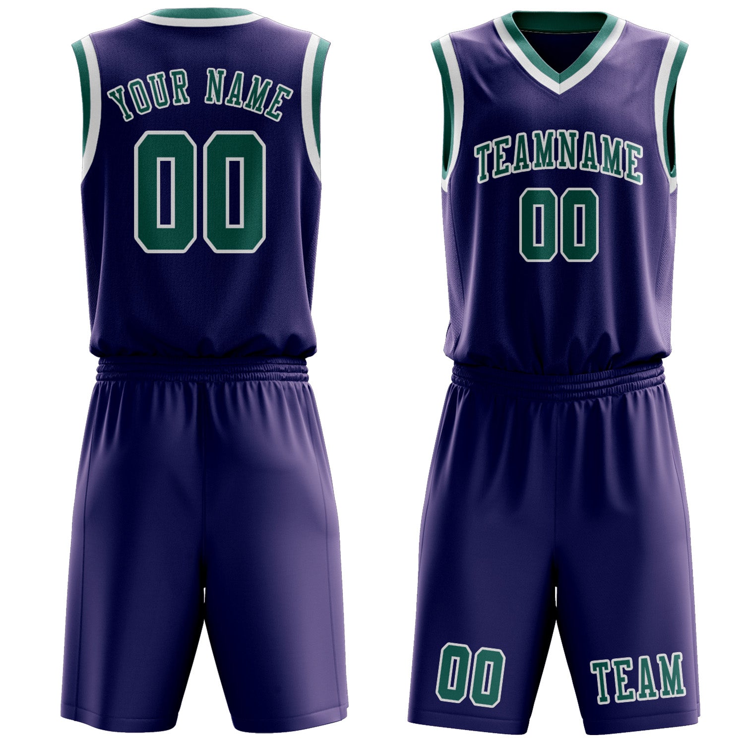 Benutzerdefiniertes Professionelles Lila Blaugrün Basketballtrikot-Set