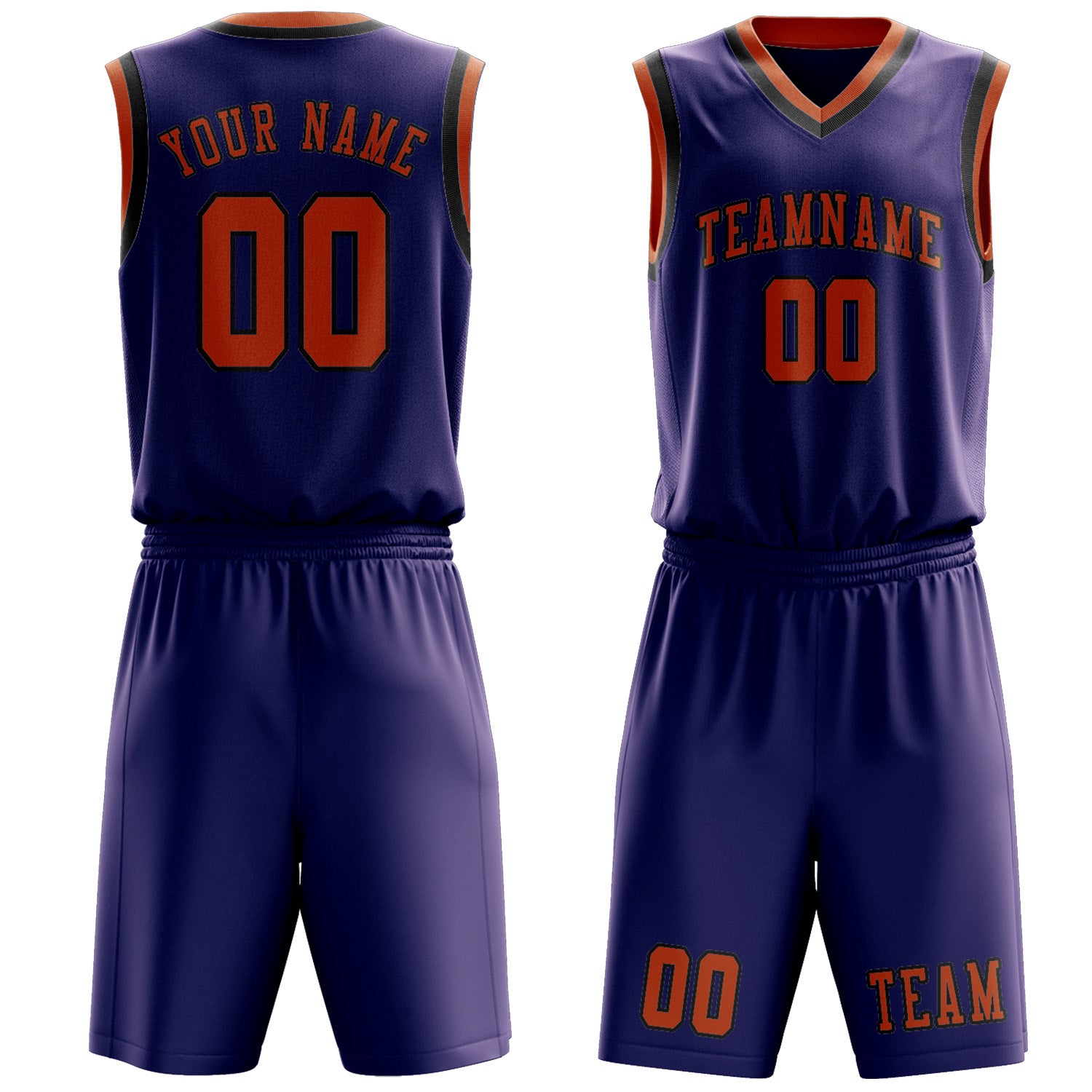 Benutzerdefiniertes Professionelles Lila Orange Basketballtrikot-Set