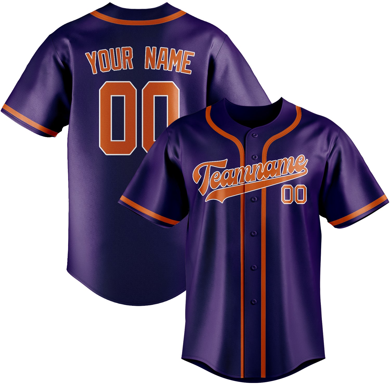 Benutzerdefiniertes Professionelles Lila Orange Baseballtrikot