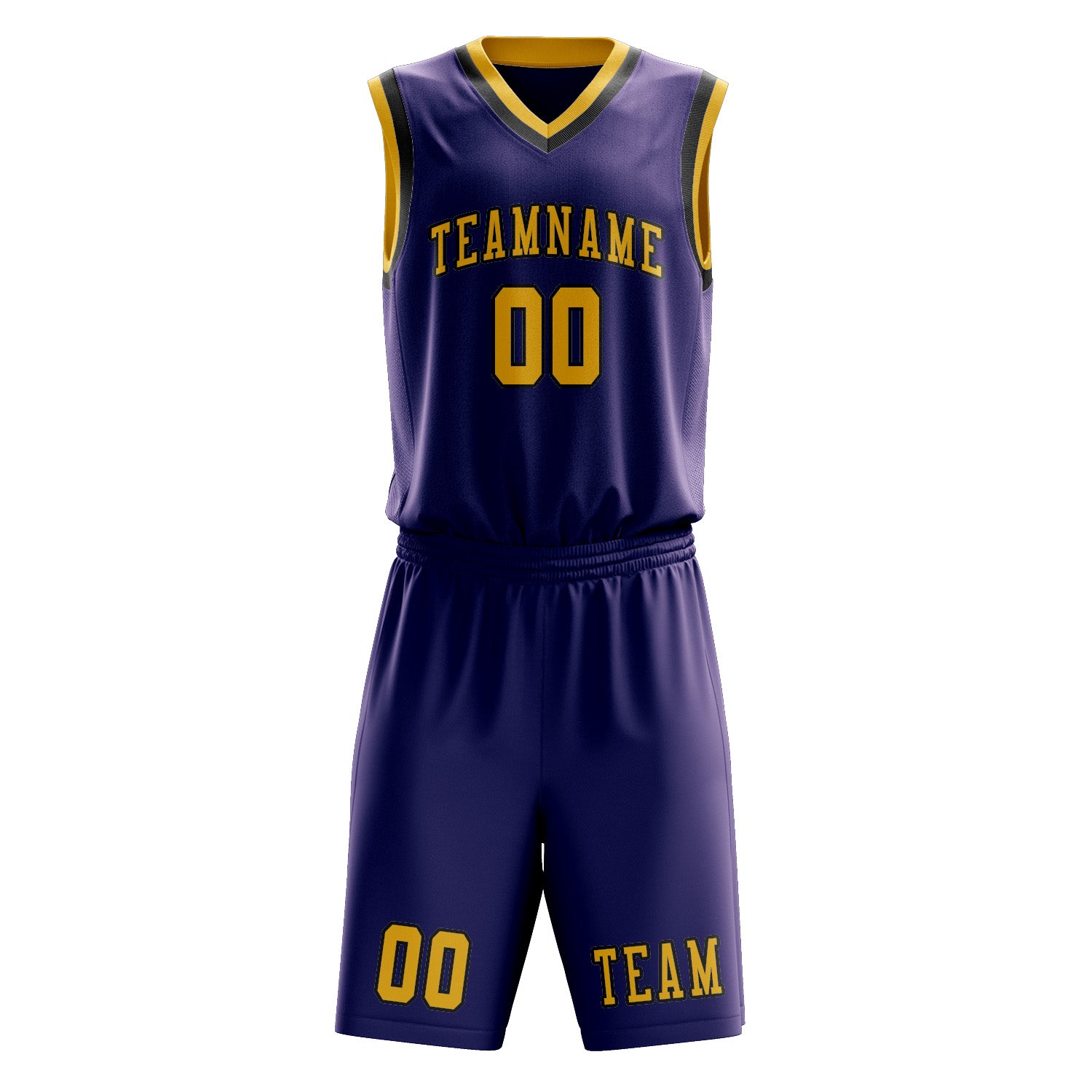 Benutzerdefiniertes Professionelles Lila Gold Basketballtrikot-Set