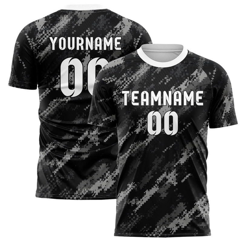 Schwarz klassisches Camouflage Digital Pixel Camo Design 07-0012 individuelles Fußballtrikot main