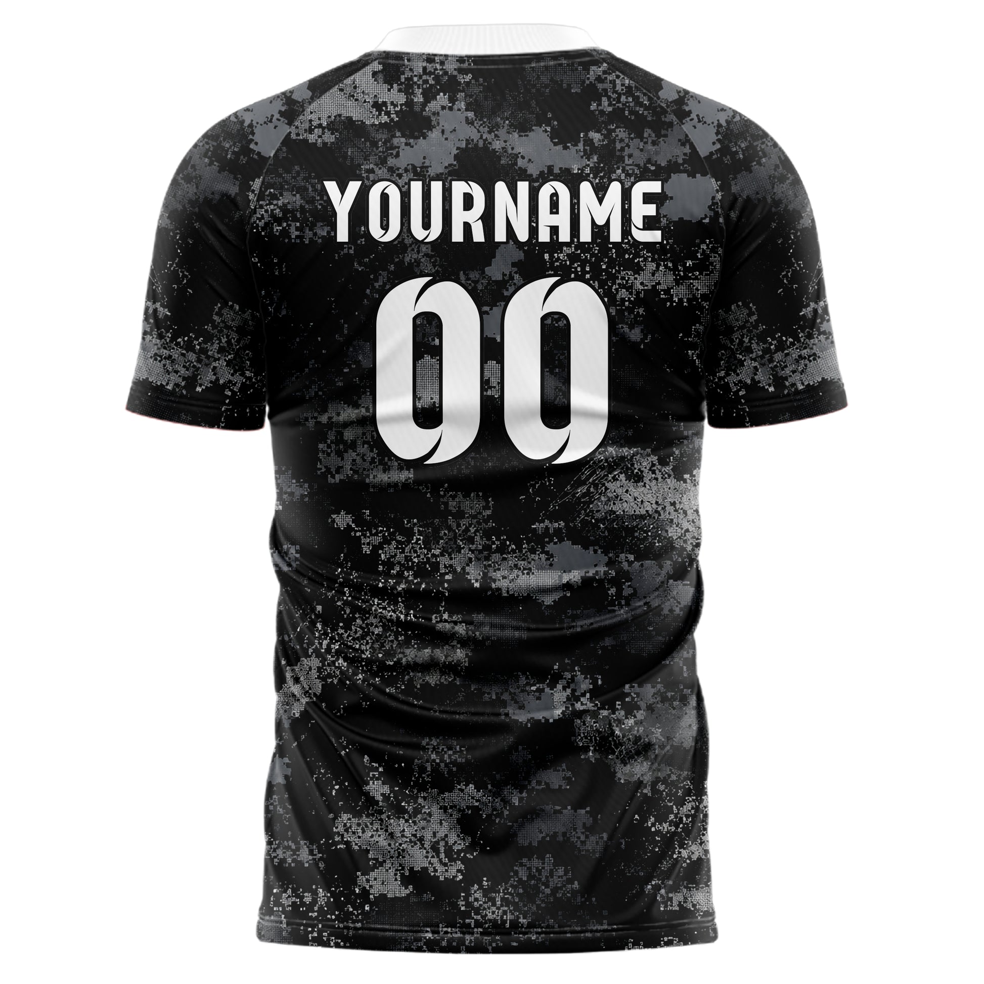 Schwarz klassisches Camouflage Micro Camo Design 07-0027 individuelles Fußballtrikot back