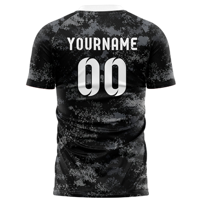 Schwarz klassisches Camouflage Micro Camo Design 07-0027 individuelles Fußballtrikot back