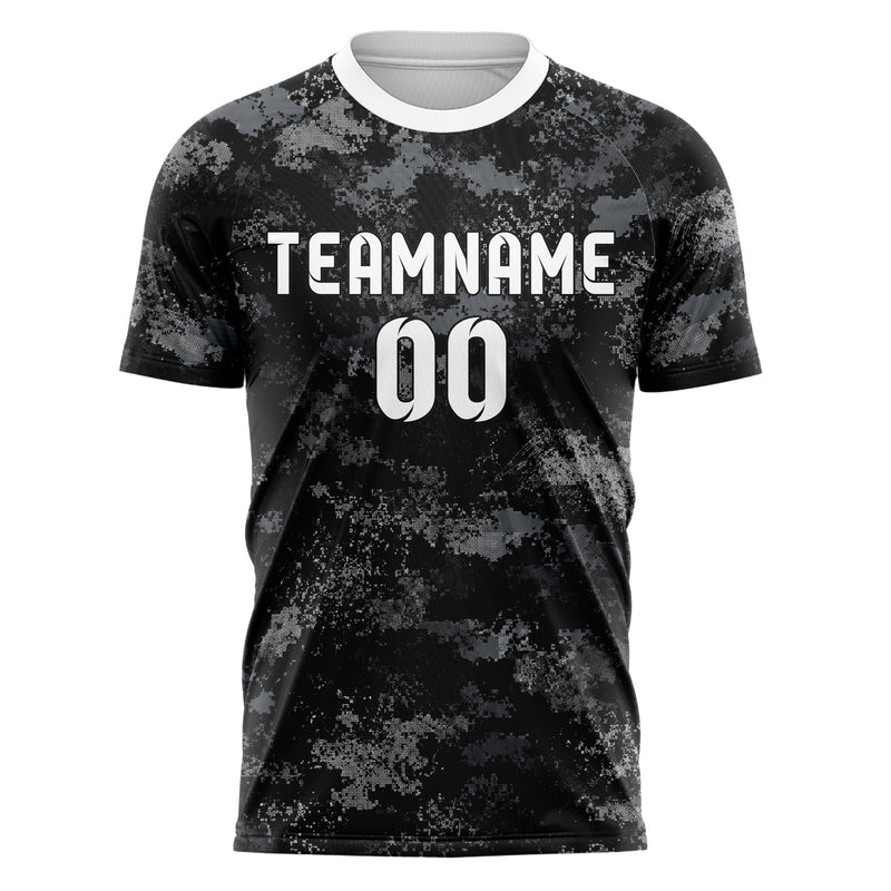 Schwarz klassisches Camouflage Micro Camo Design 07-0027 individuelles Fußballtrikot front
