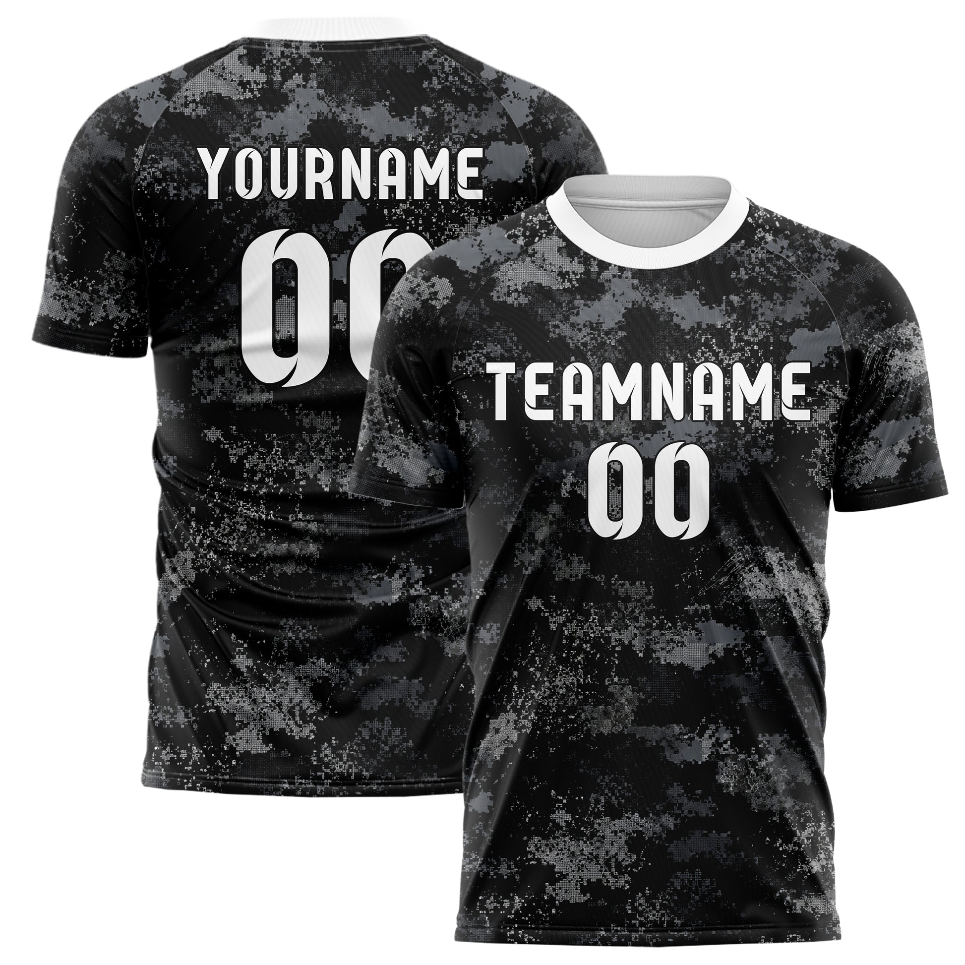 Schwarz klassisches Camouflage Micro Camo Design 07-0027 individuelles Fußballtrikot main