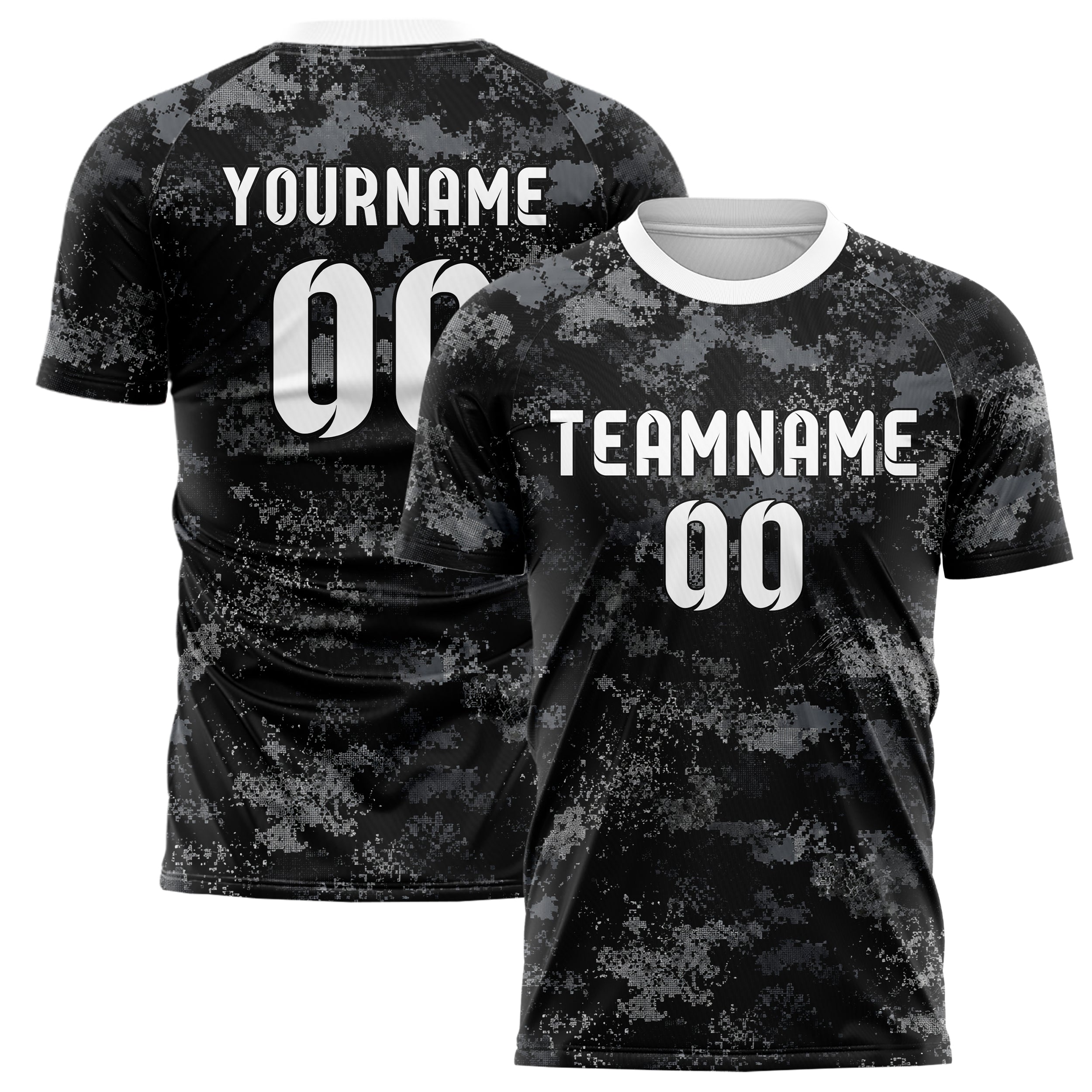 Schwarz klassisches Camouflage Micro Camo Design 07-0027 individuelles Fußballtrikot main