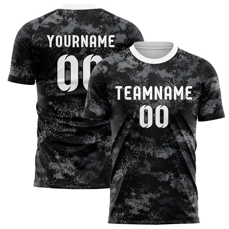 Schwarz klassisches Camouflage Micro Camo Design 07-0027 individuelles Fußballtrikot main
