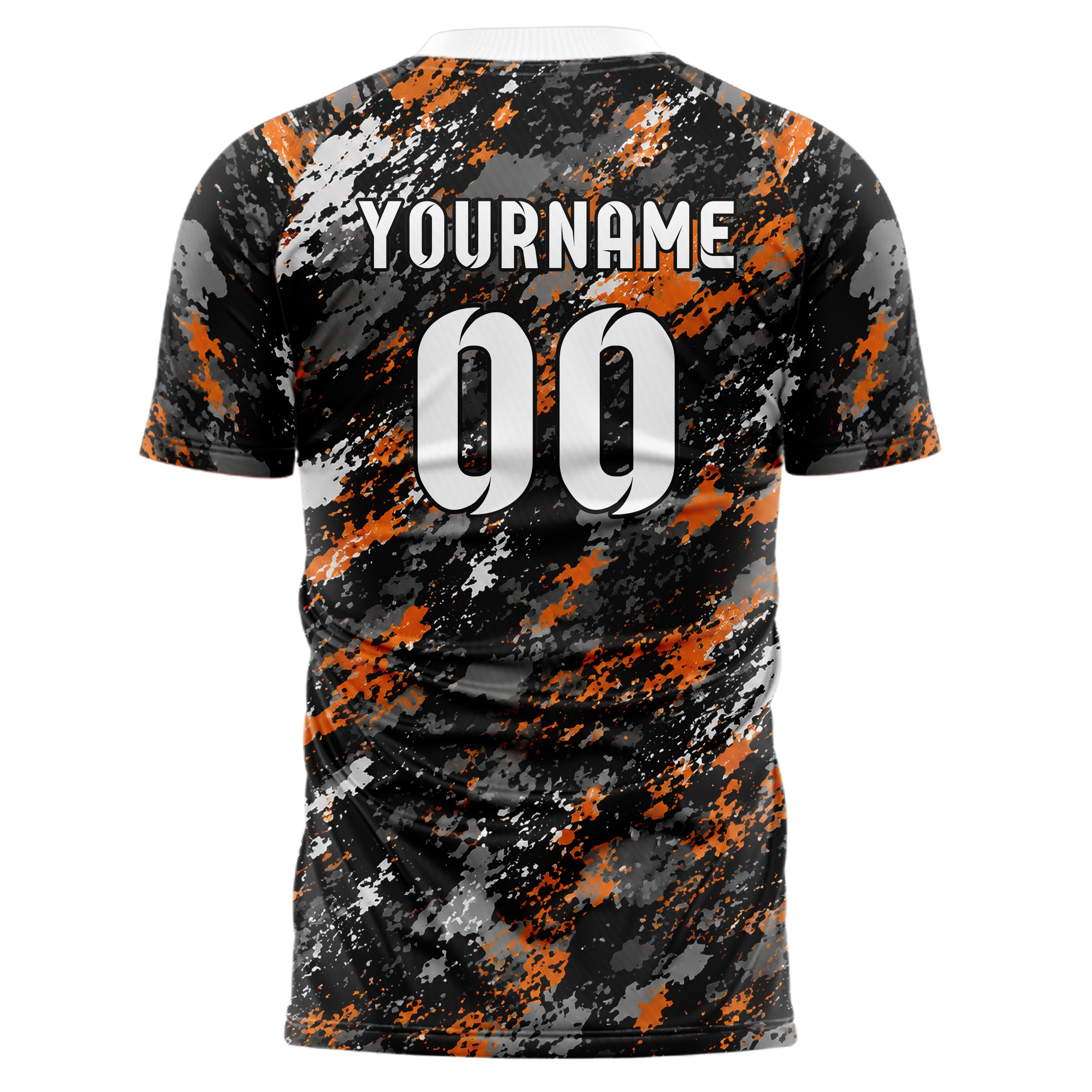 Schwarz dunkles Camouflage Splatter Camo Design 07-0013 individuelles Fußballtrikot back