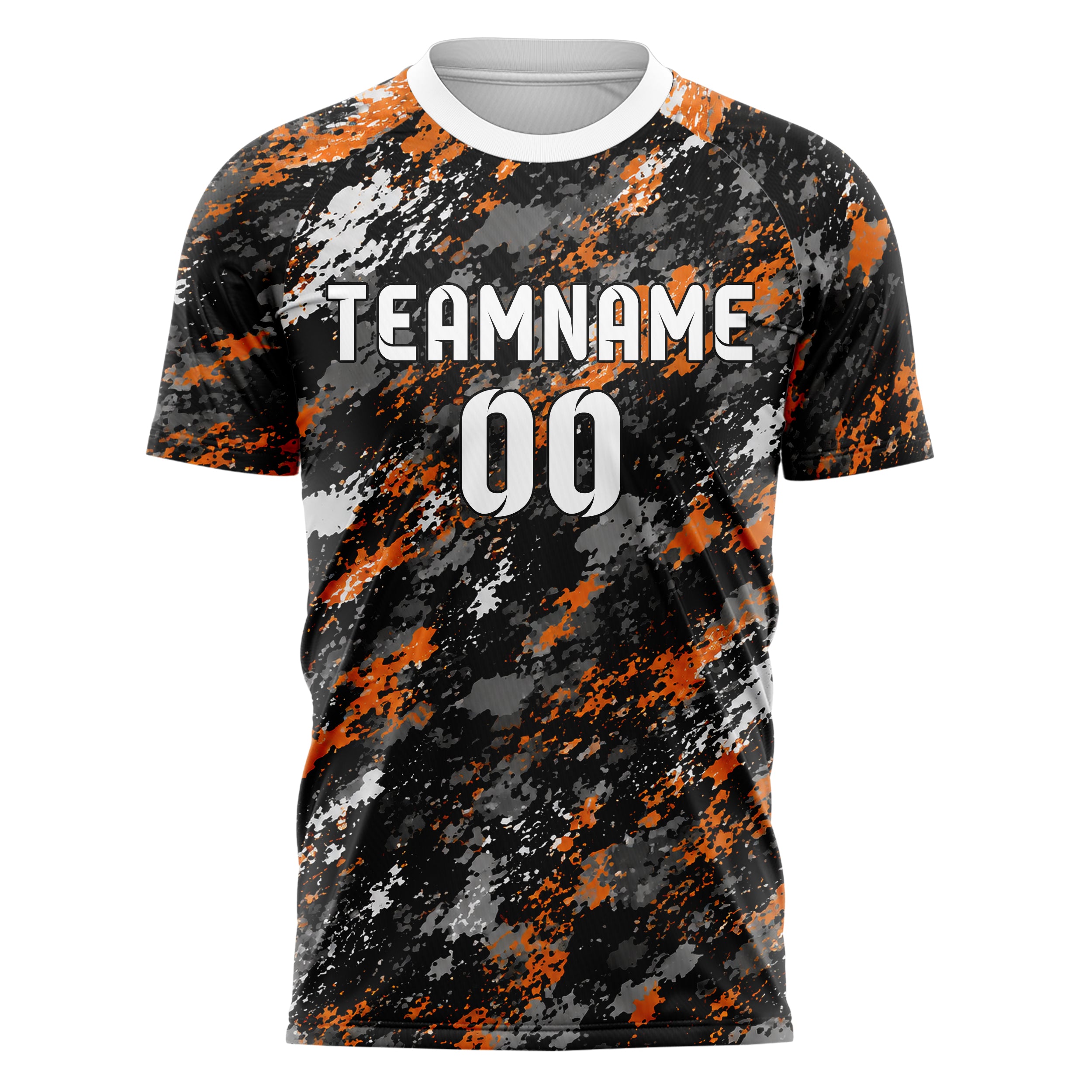 Schwarz dunkles Camouflage Splatter Camo Design 07-0013 individuelles Fußballtrikot front