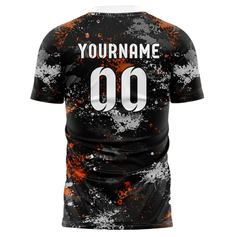 Schwarz dunkles Camouflage Splatter Camo Design 07-0019 individuelles Fußballtrikot back