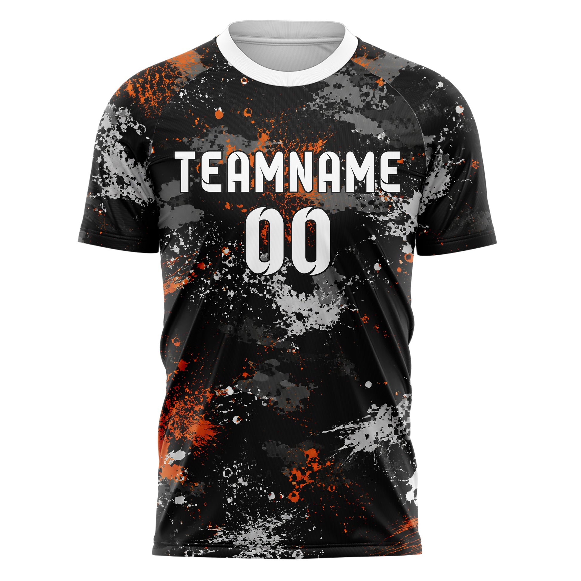 Schwarz dunkles Camouflage Splatter Camo Design 07-0019 individuelles Fußballtrikot front