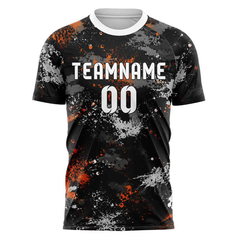 Schwarz dunkles Camouflage Splatter Camo Design 07-0019 individuelles Fußballtrikot front