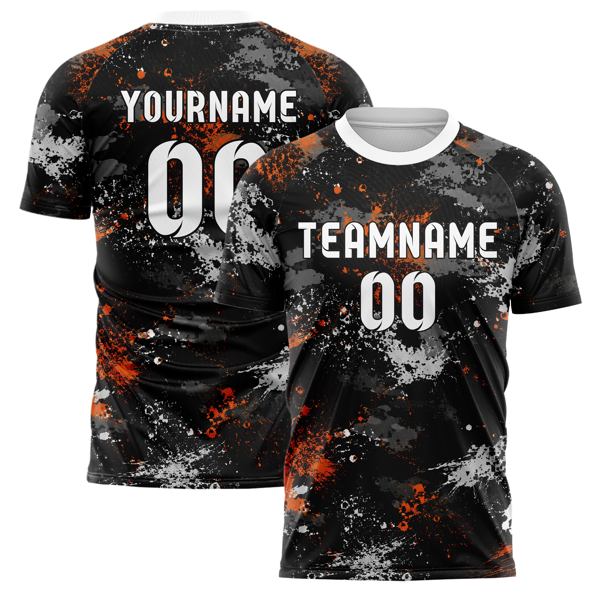 Schwarz dunkles Camouflage Splatter Camo Design 07-0019 individuelles Fußballtrikot main