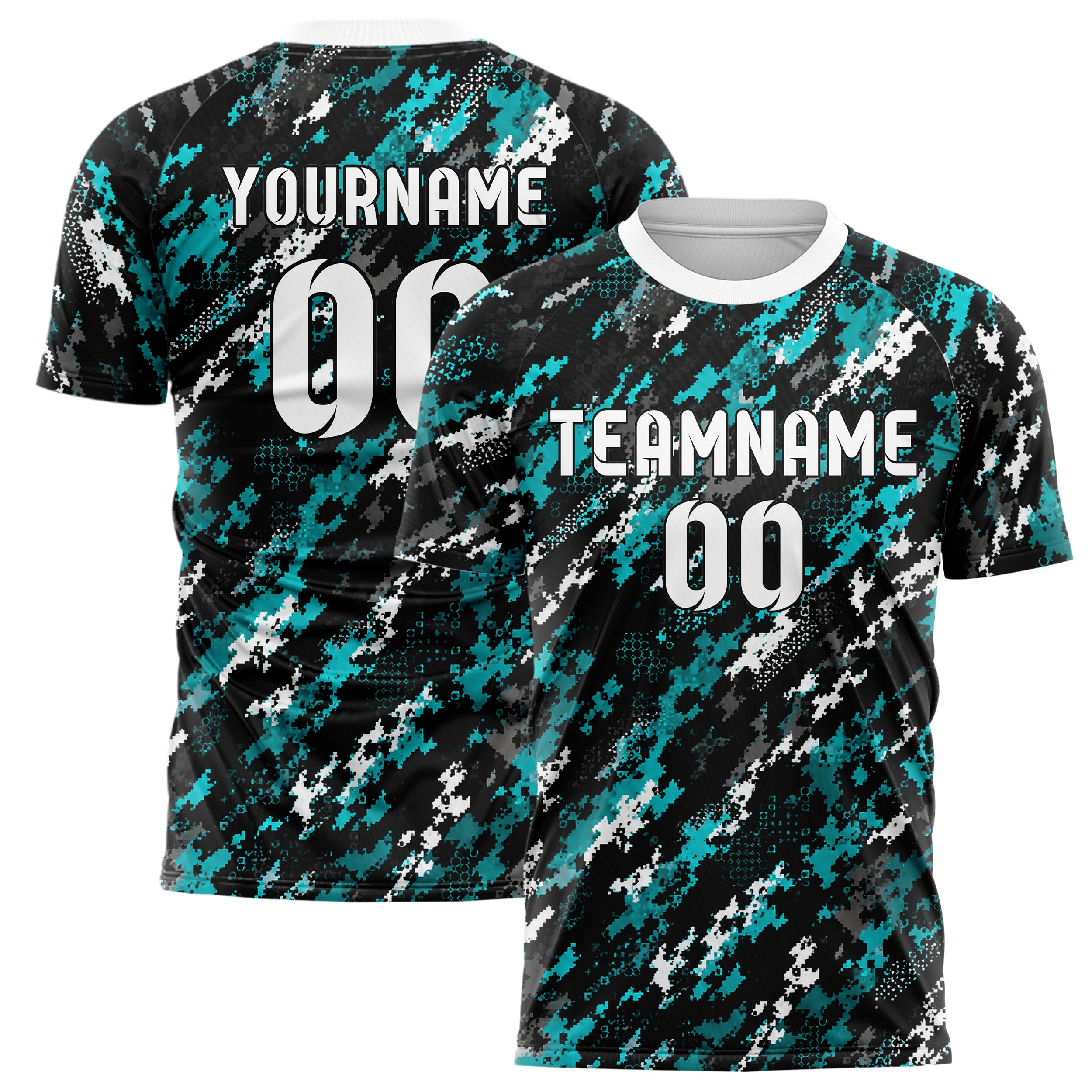 Schwarz lebendiges Camouflage Fashion Camo Blobs Design 07-0014 individuelles Fußballtrikot main