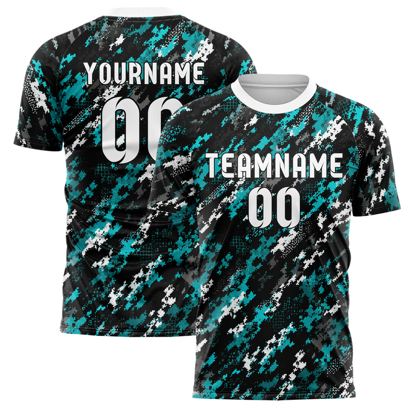 Schwarz lebendiges Camouflage Fashion Camo Blobs Design 07-0014 individuelles Fußballtrikot main
