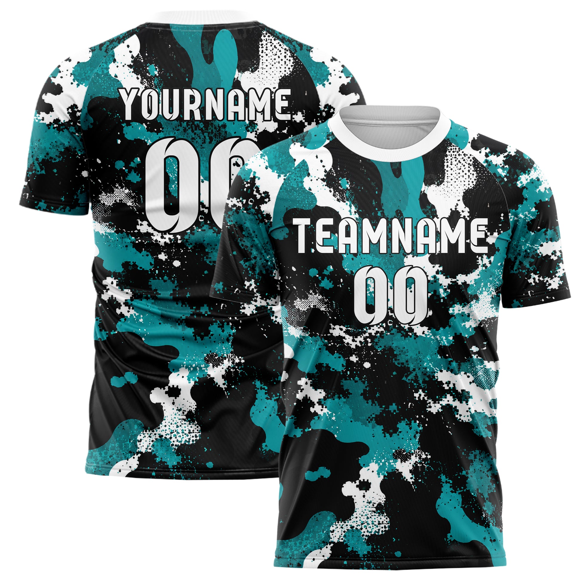 Schwarz lebendiges Camouflage Fashion Camo Blobs Design 07-0044 individuelles Fußballtrikot main
