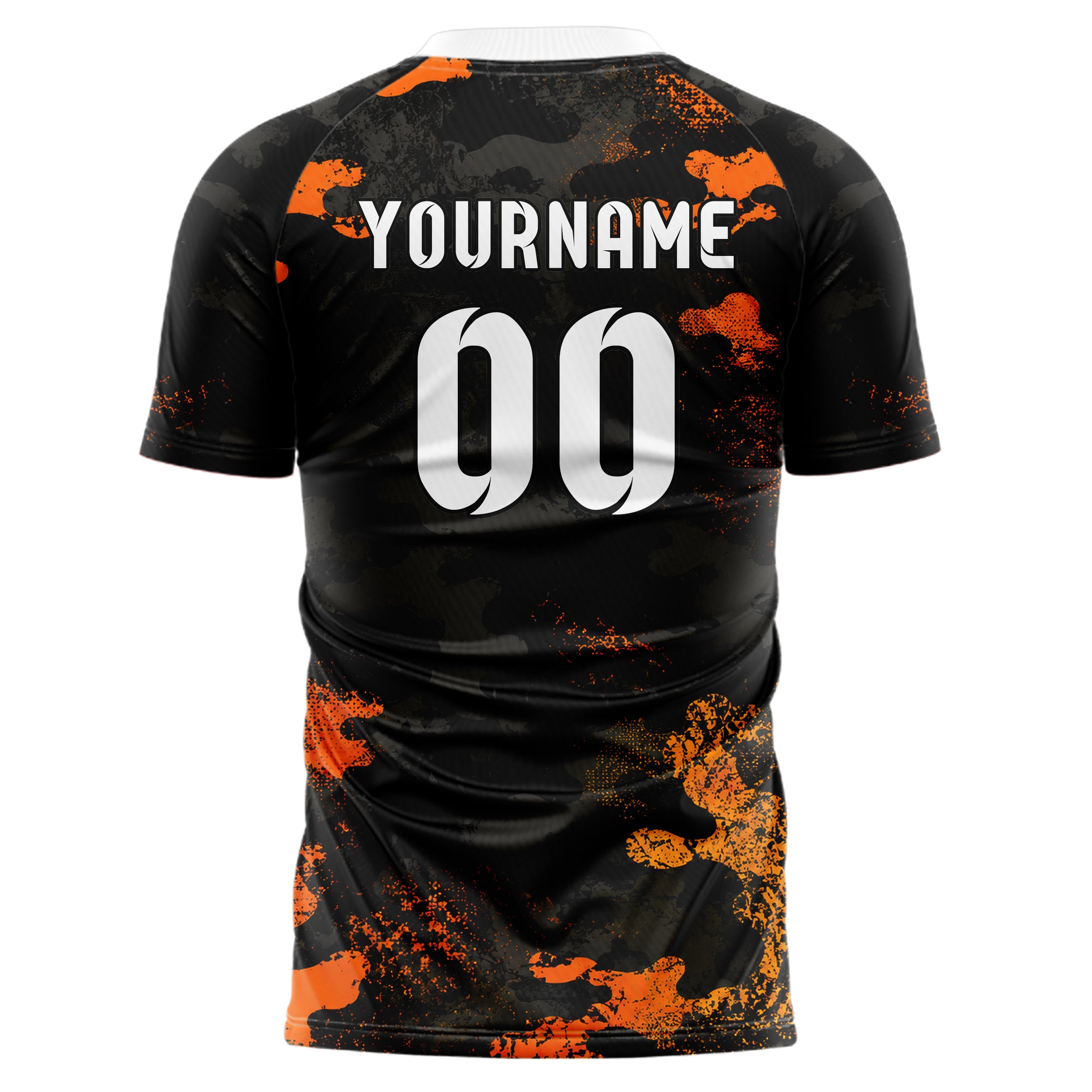 Schwarz dunkles Camouflage Woodland Camo Design 07-0023 individuelles Fußballtrikot back