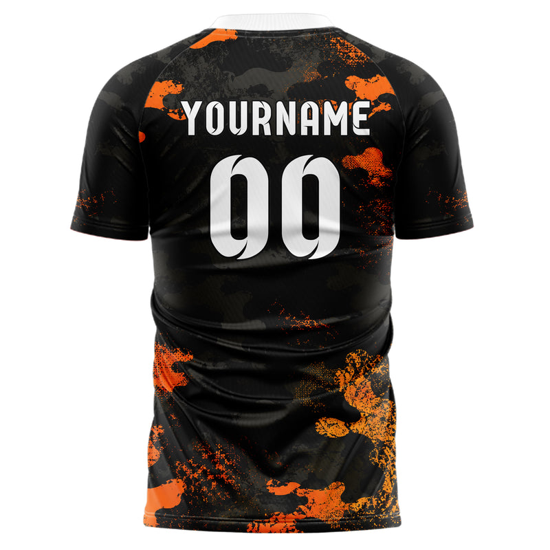 Schwarz dunkles Camouflage Woodland Camo Design 07-0023 individuelles Fußballtrikot back