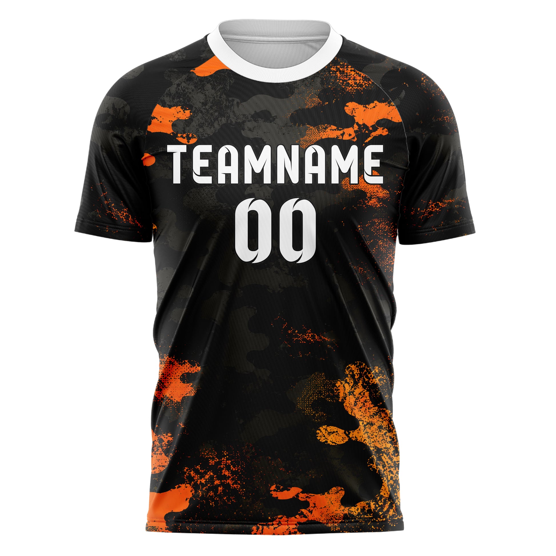 Schwarz dunkles Camouflage Woodland Camo Design 07-0023 individuelles Fußballtrikot front