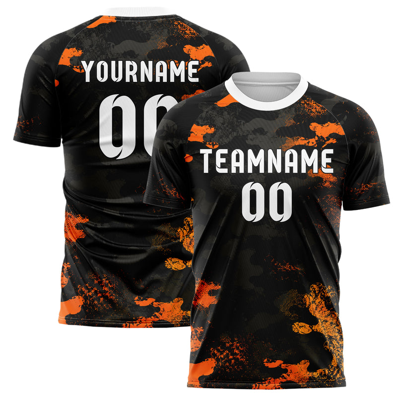 Schwarz dunkles Camouflage Woodland Camo Design 07-0023 individuelles Fußballtrikot main